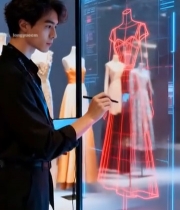  男士使用数位屏进行服装设计3394#竖屏 	 