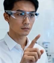  男士佩戴智能眼镜操作虚拟界面3869#竖屏 	 