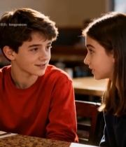  男孩女孩餐厅对视交流6799#竖屏 	 