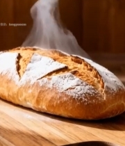  木制砧板上的热气腾腾面包4279#竖屏 	 
