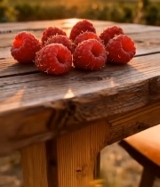  木桌上的树莓特写(1)4165#竖屏 	 