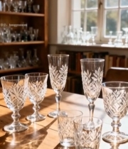  木桌摆放精美玻璃酒杯6301#竖屏 	 