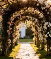  玫瑰花拱廊自然风光素材4492#竖屏 	 