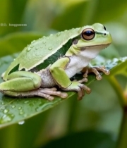  绿叶上的青蛙特写(1)7316#竖屏 	 