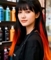  理发店女性展示彩色染发881#竖屏 	 