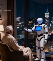  老人与机器人室内互动场景(1)1890#竖屏 	 