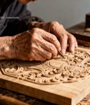  老匠人专注木雕创作5613#竖屏 	 