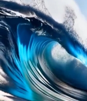  蓝色海洋巨大海浪素材4154#竖屏 	 