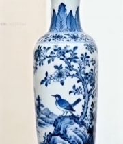  蓝白青花瓷瓶特写7381#竖屏 	 