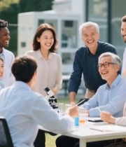  科研团队户外交流研讨场景1499#竖屏 	 