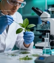  科研人员实验室研究植物6983#竖屏 	 