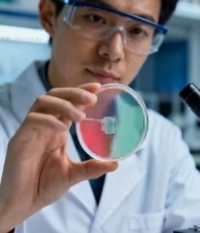  科研人员实验室观察培养皿1897#竖屏 	 