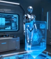  科幻实验室中的智能机器人1173#竖屏 	 