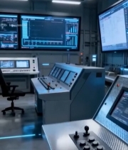  科技感控制室设备与屏幕1325#竖屏 	 