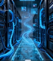  科技感服务器机房内部场景1691#竖屏 	 