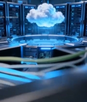  科技感数据中心与云端景象44#竖屏 	 