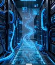  科技感服务器机房内部场景1691#竖屏 	 