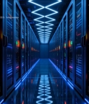  科技感服务器机房内部场景(1)1761#竖屏 	 