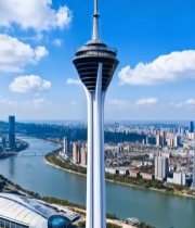  科技感城市地标建筑俯瞰3417#竖屏 	 