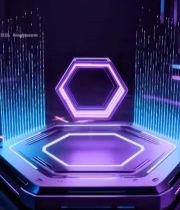  科幻风紫色六边形悬浮装置3613#竖屏 	 