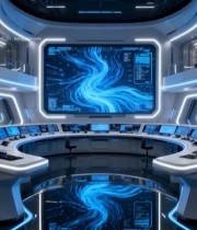  科幻风格的科技操控室4448#竖屏 	 