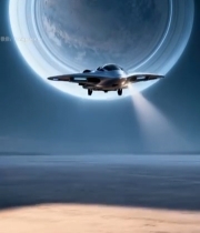  科幻飞船飞向地球场景3414#竖屏 	 