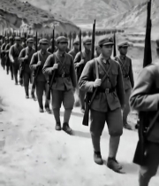  军队山间行军队伍素材4162#竖屏 	 