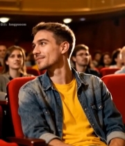  剧院内微笑的观众3133#竖屏 	 