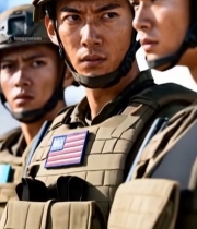  军人特写画面5002#竖屏 	 