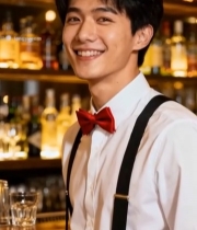  酒吧内微笑的男服务员4115#竖屏 	 