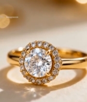  金色钻石戒指特写素材1835#竖屏 	 