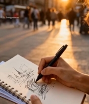  街头人物写生创作素材4139#竖屏 	 