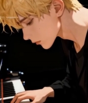  金发男子弹奏钢琴画面(1)3500#竖屏 	 