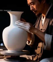  匠人专注制作陶瓷花瓶2018#竖屏 	 