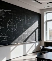  教室黑板写满数学公式场景1484#竖屏 	 