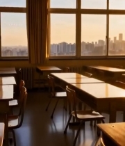  教室夕阳下的城市景观3080#竖屏 	 