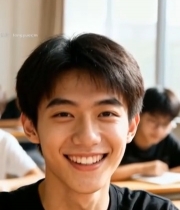  教室中男生竖大拇指画面4177#竖屏 	 