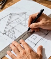  建筑师手绘建筑设计草图1284#竖屏 	 