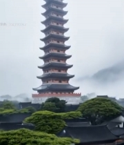  江南古建筑云雾缭绕景观3790#竖屏 	 