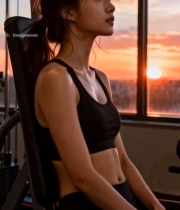  健身房女性健身休息时刻6453#竖屏 	 