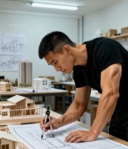  建筑师绘制建筑图纸4235#竖屏 	 