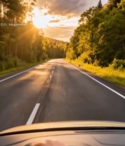  驾驶汽车穿行林间公路5697#竖屏 	 