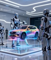  机器人展示未来感汽车场景5408#竖屏 	 