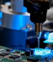  机械臂焊接芯片画面4476#竖屏 	 