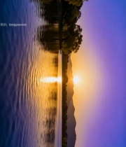  湖泊日落自然风光(1)5995#竖屏 	 