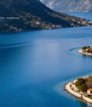  湖畔小镇与雪山自然风光2003#竖屏 	 