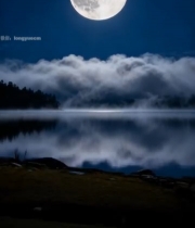  湖面夜空明月倒影素材5174#竖屏 	 