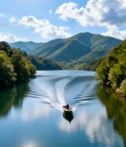  湖面绚丽晚霞自然风光1130#竖屏 	 