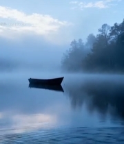  湖面小船自然风光5529#竖屏 	 