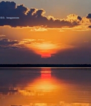  湖面夕阳自然风光957#竖屏 	 